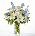 Peace of Mind Bouquet (Lily, Delphinium, Stock)