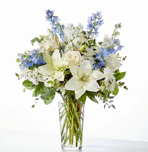 Peace of Mind Bouquet (Lily, Delphinium, Stock)