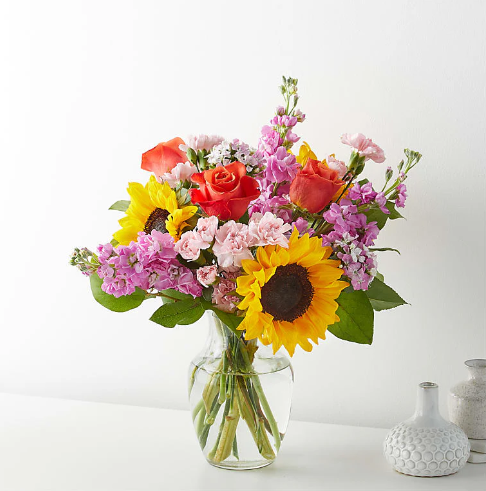 Yellow Brick Road Bouquet (Sunflower, Stock, Rose)