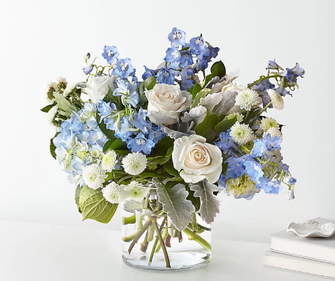 Clear Skies Bouquet (Roses, Hydrangea, Mums, Greenery)