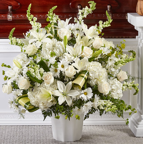 Thoughts of Tranquility Floor Basket (Lily, Stick, Roses, Greenery)