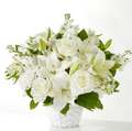 Peaceful Reflections Arrangement (Lily, Roses, Stock, Greenery)
