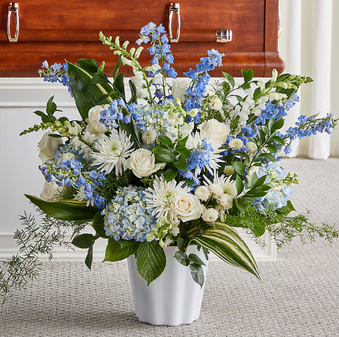 Everlasting Memories Floor Basket (Rose, Delphinium, Hydrangea)
